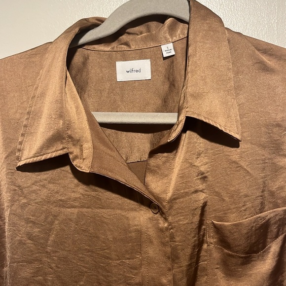 NWT Gold/Brown Size Small Wilfred Relaxed Shirt - Picture 2 of 9